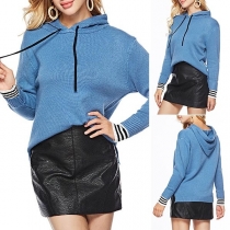 Fashion Striped Spliced Long Sleeve Hooded Sweater
