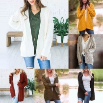 Fashion Solid Color Long Sleeve Loose Knit Cardigan