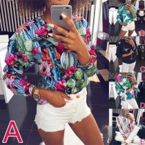Fashion Long Sleeve Round Neck Printed Sweatshirt 