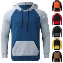 Fashion Contrast Color Long Sleeve Men's Hoodie