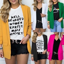 OL Style Long Sleeve Solid Color Front-pocket Blazer 