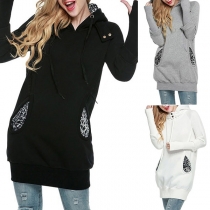 Fashion Leopard Spliced Long Sleeve Hooded Sweatshirt