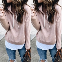 Fashion Solid Color Long Sleeve Loose Hoodie 