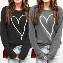Fashion Round-neck Long Sleeve Slim Fit Printed Pattern Thick Sweatshirt