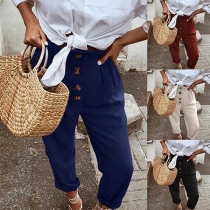 Fashion High Waist Solid Color Harlan Pants