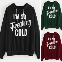 Fashion Letters Printed Long Sleeve Casual Hoodie 