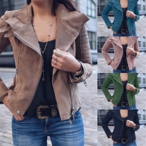 Fashion Solid Color Long Sleeve Lapel Slim Fit Jacket 