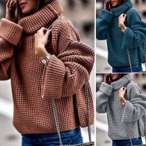 Fashion Solid Color Long Sleeve Turtleneck Sweater (It falls small)