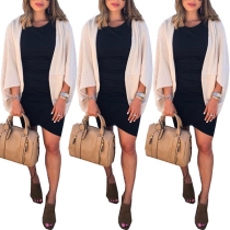 Fashion Solid Color Dolman Sleeve Loose Cardigan