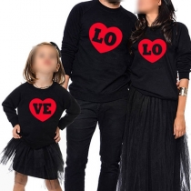 Fashion Heart Printed Long Sleeve Round Neck Parent-child Sweatshirt
