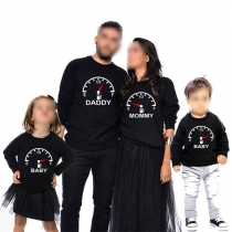 Fashion Oil Meter Printed Long Sleeve Round Neck Parent-child Sweatshirt