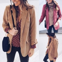OL Style Long Sleeve Slim Fit Solid Color Blazer