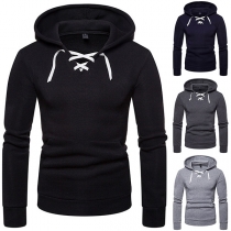 Fashion Solid Color Long Sleeve SLim Fit Men's Hooded Sweatshirt