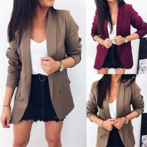 Fashion Solid Color Long Sleeve Slim Fit Blazer 