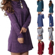Fashion Long Sleeve Lapel Loose Dress
