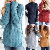 Fashion Solid Color Long Sleeve Turtleneck Sweater