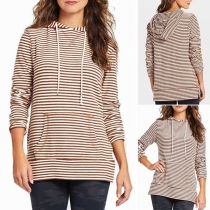 Fashion Long Sleeve Striped Hoodie 