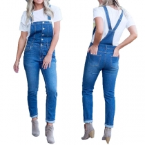 Fashion High Waist Slim Fit Denim Overalls 