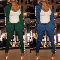 Fashion Letters Printed Long Sleeve Sports Suit 