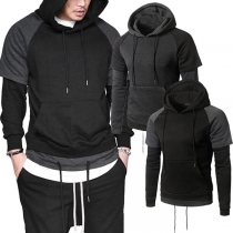 Fashion Contrast Color Long Sleeve Men's Hoodie