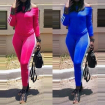 Fashion Striped Spliced Long Sleeve Round Neck Sweatshirt + Pants Two-piece Set 