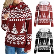 Fashion Printed Long Sleeve Slim Fit Casual Hoodie