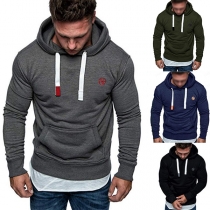 Modern enfärgad långärmad Slim Fit Hoodie för män