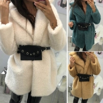 Fashion Solid Color Long Sleeve Plush Coat