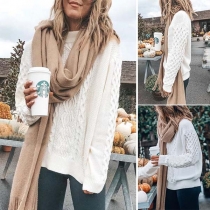 Fashion Solid Color Long Sleeve Round Neck Sweater