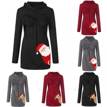 Cute Cartoon Printed Long Sleeve Hooded Breastfeeding Sweatshirt