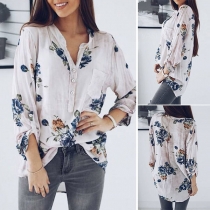 Fashion Long Sleeve Stand Collar Printed Shirt 