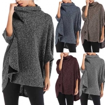 Mode Dolman Sleeve Cowl Neck Hög-låg fåll Topp i mantelstil