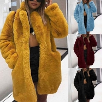 Fashion Solid Color Long Sleeve Side Pockets Cardigan