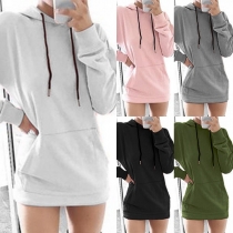 Fashion Solid Color Long Sleeve Casual Hoodie