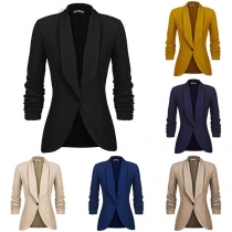 OL Style Long Sleeve Lapel Solid Color Slim Fit Blazer