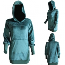 Fashion Solid Color Long Sleeve Slim Fit Hoodie
