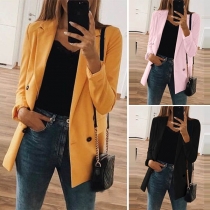 OL Style Long Sleeve Solid Color Blazer