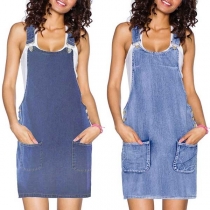 Fashion Front-pocket Denim Overalls 