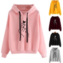 Fashion Long Sleeve Printed Loose Hoodie