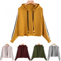 Fashion Striped Spliced Long Sleeve Casual Hoodie