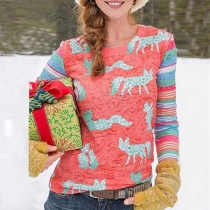Fashion Long Sleeve Round Neck Printed T-shirt