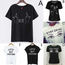 Casual Style Short Sleeve Round Neck Printed T-shirt
