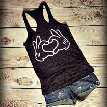Fashion Round Neck Printed Tank Top