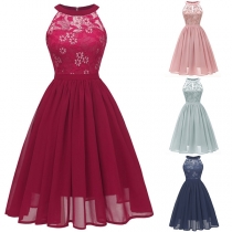 Sexy Off-shoulder Lace Spliced High Waist Dress