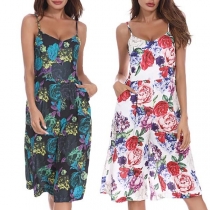 Sexy Backless High Waist Printed Sling Jumpsuit