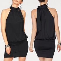 Sexy Off-shoulder Lace-up Solid Color Slim Fit Dress
