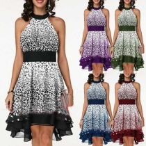Sexy Off-shoulder High-low Hem Printed Dress