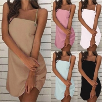 Sexy Backless Solid Color Slim Fit Sling Dress