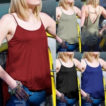 Sexy Backless Solid Color Cami Top 