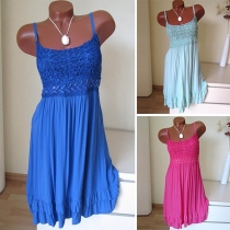 Sexy Backless High Waist Lace Spliced Sling Dress